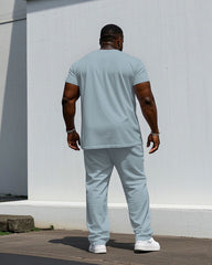 Men's Plus Size Green Card & White-Blue & White-Red-Pink Colorblock King Printed Short Sleeve T-Shirt Pants Suit