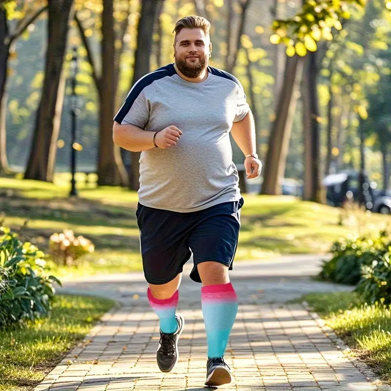 2XL-7XL Colorful Striped Running Fitness Compression Socks,For Obese Men And Women Sports Socks