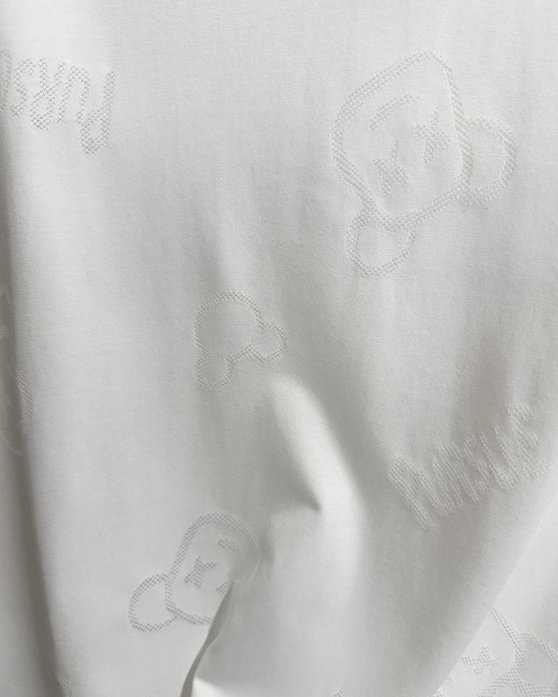 4XL-8XL Big & Tall Men's Daily Casual Jacquard Bear Letter Cotton Crewneck Short-sleeved T-shirt