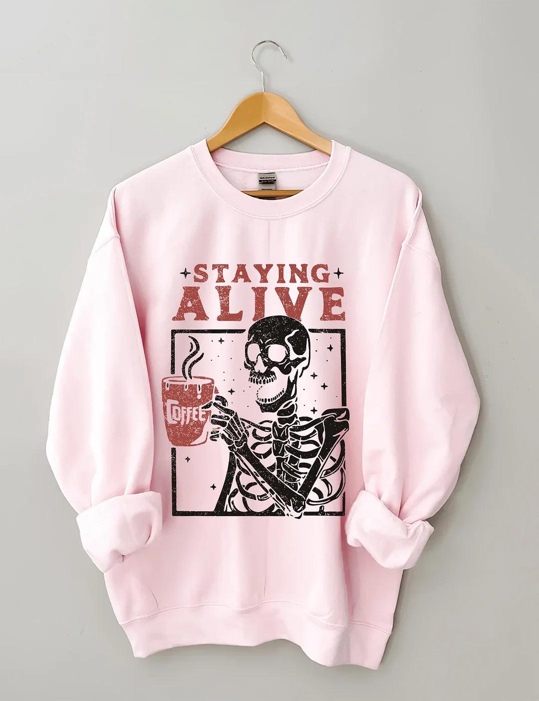 Women's Big & Tall Staying Alive Coffee Sweatshirt