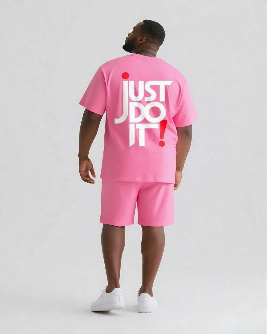 Quit Thinking Start Doing Big & Tall Men's Simple Lettering T-shirt 2-Piece Set