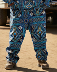 Big Man's 2-Piece Tracksuit Ethnic Graphic Hoodie and Pants Set