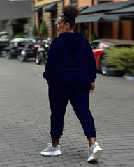 Women's Plus Size Letter Printing Long Sleeve Hoodie and Casual Pants Set