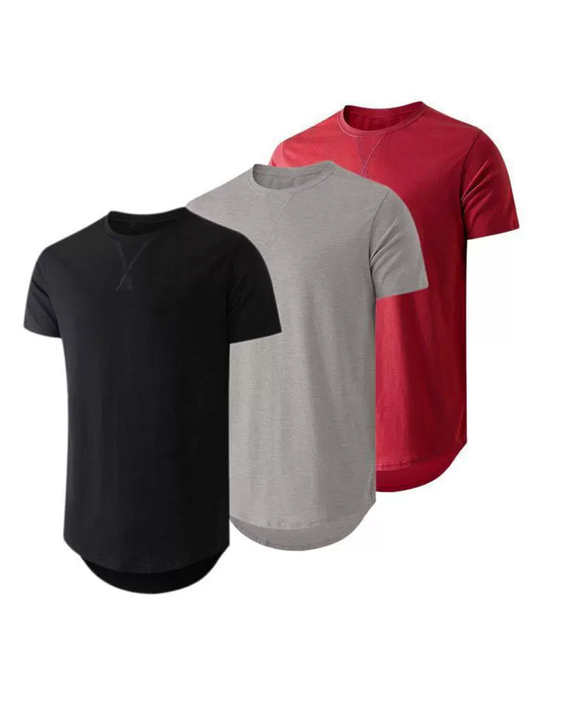 S-4XL Men's Three-Piece Hip-Hop Style Long Pullover T-Shirt
