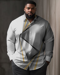 Men's Large Size Casual Gentleman's Proportional Textured Long-sleeved Lapel Long-sleeved Shirt