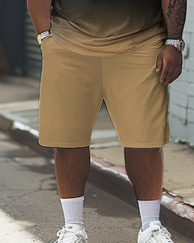 Men's Plus Size Gradient Letter Pattern Print T-shirt Shorts Suit