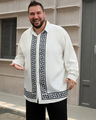 Men's Plus Size Simple Geometric Stripes Long Sleeve Shirt