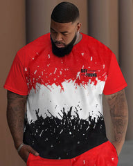 Men's Big & Tall Tie-Dye Patchwork Short-Sleeved Trousers Two-Piece Set