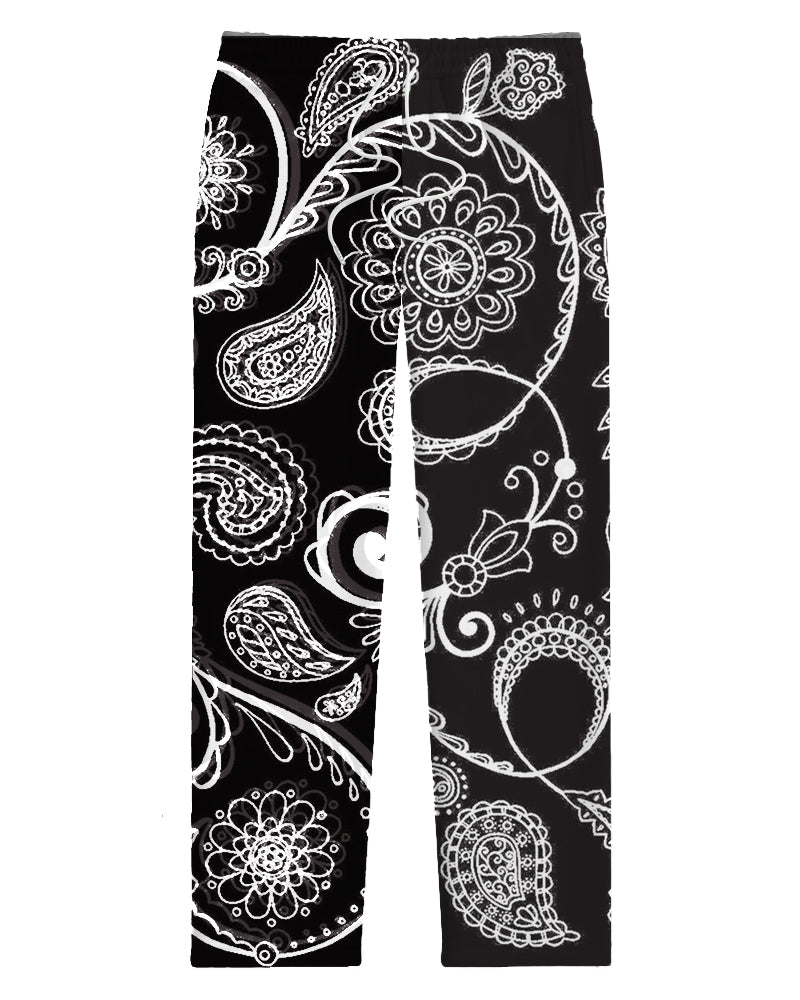 Men's Plus Size Paleys Flower Fun Suit Tie Design Print Long Sleeve T-Shirt Trousers Suit