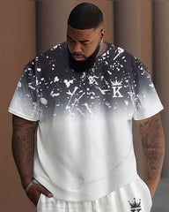 Big Men's Splash-Ink King Street Hip-Hop Casual Two-Piece Set