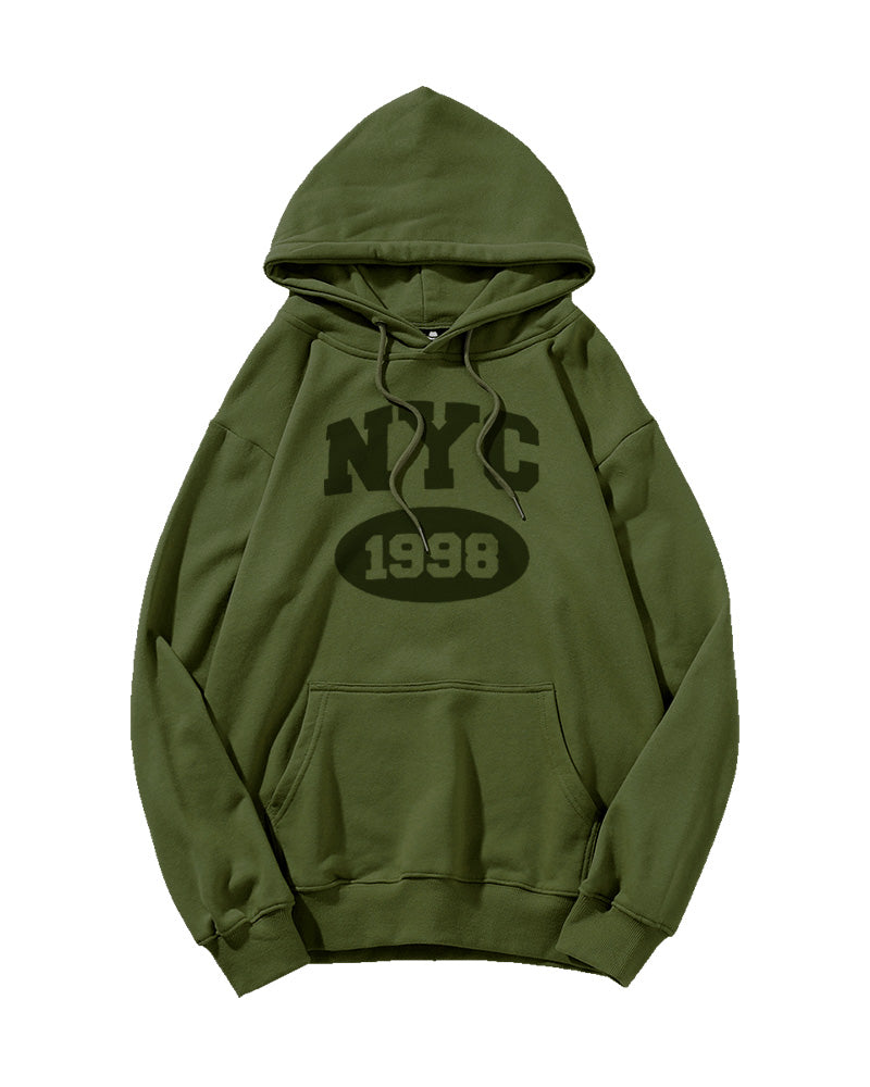 New York 1998 Print Oversized Cotton Hoodie