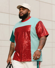 Big Boy Street Fashion High-grade Simple Color-block Design Short-sleeved Trousers Suit