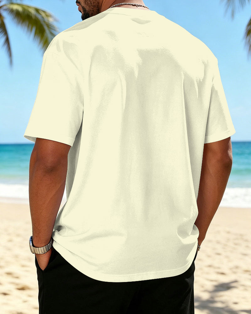 Big & Tall Men's Abstract Music Cartoon Illustration Print Crewneck Short Sleeve T-Shirt