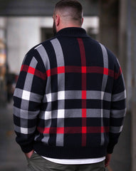 Big & Tall Men's Classic Plaid and Stripes Knit Cardigan