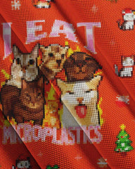 Big & Tall Men's Christmas Orange Cat Print Crewneck Ugly Sweater