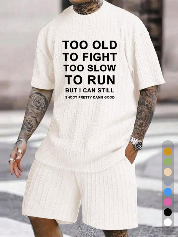 Fun Shooting Slogan Print Texture Large Size Vacation Suit