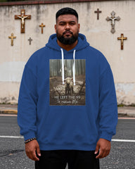 Big & Tall Men's HE LEFT THE 99 Lamb Faith Letter Print Hoodie