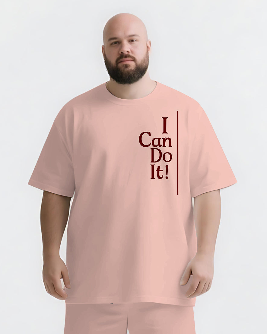 No Matter What You Can Do It Big & Tall Men's Simple Lettering T-shirt 2-Piece Set