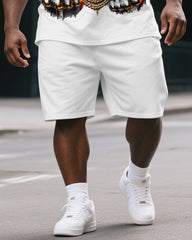 Big & Tall Men's Fashion Metal Cool Sunglass Gorillas Print Short-Sleeved T-shirt and Short Set