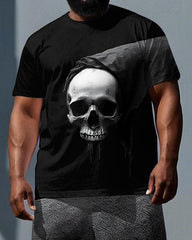 Spirit Speaks Beneath The Shroud Big & Tall Men's Skull Print Short Sleeve T-shirt Shorts Set