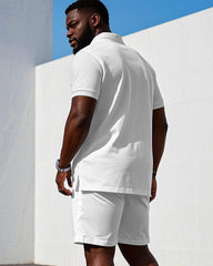 Brand "boss" Logo Chest Printed Casual Short Sleeve POLO Shorts Suit Men's Plus Size