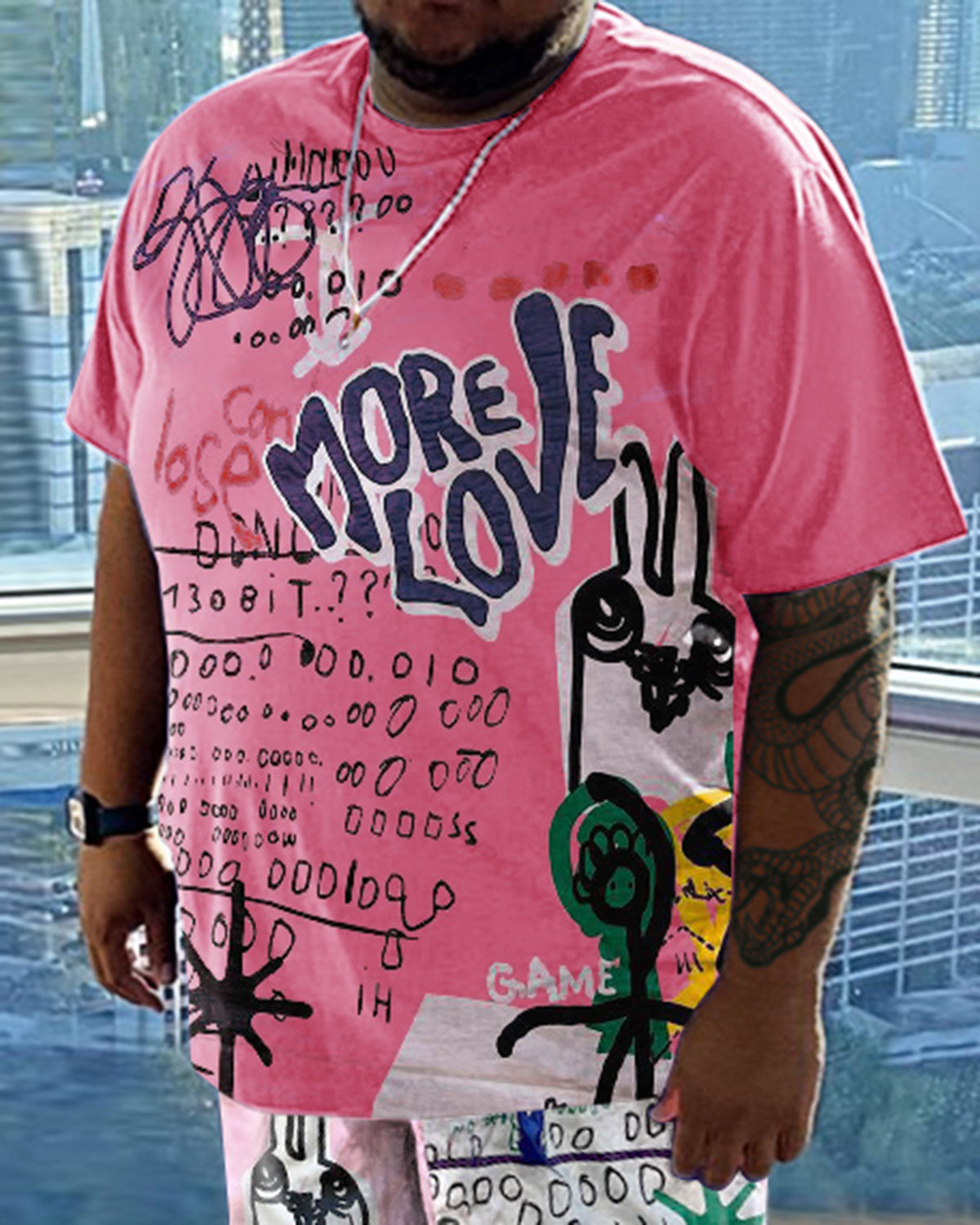 Men's Daily Casual Graffiti Printed Short Sleeve T-Shirt Set
