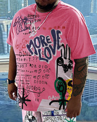 Men's Daily Casual Graffiti Printed Short Sleeve T-Shirt Set