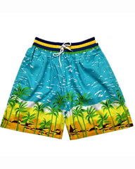Big & Tall Men's Hawaii. Striped Sea Color Graded Coconut Tree Seaside Beach Pants