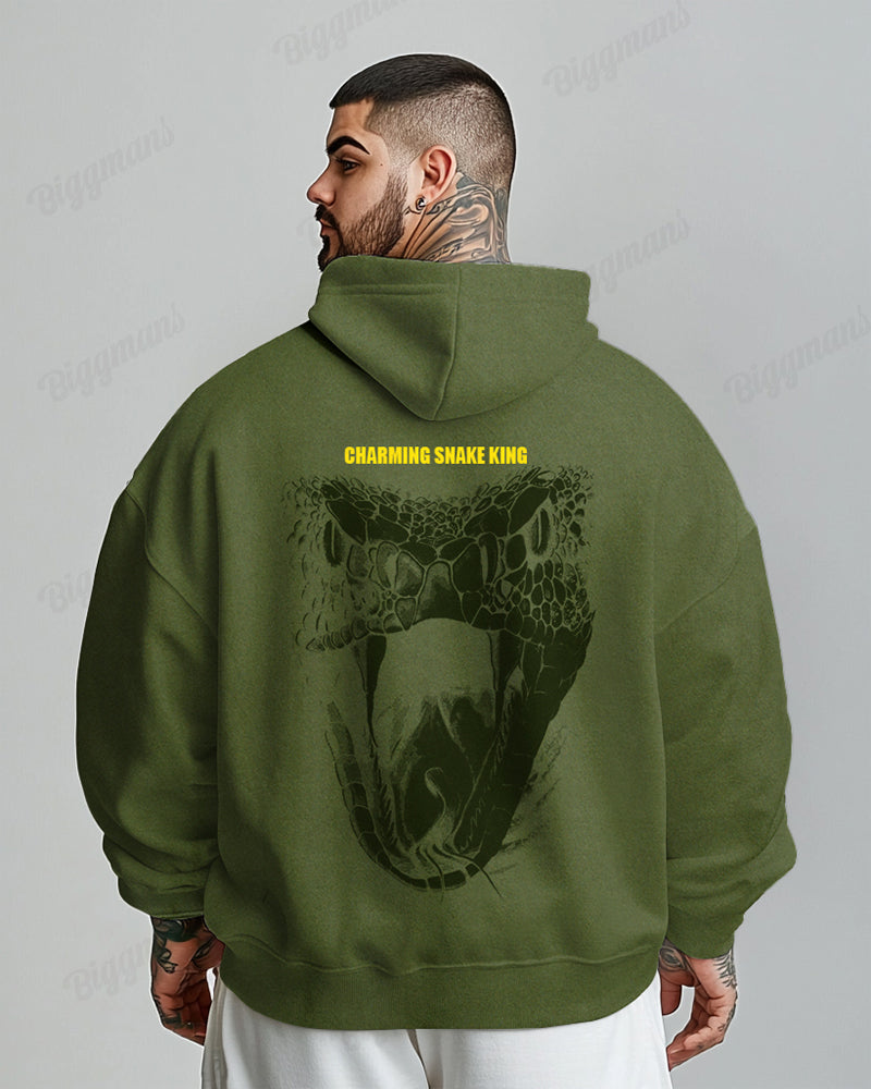 Cotton-Premium Cloth Color Front And Back Print Snake King Pattern Men's Loose Oversized Hoodie