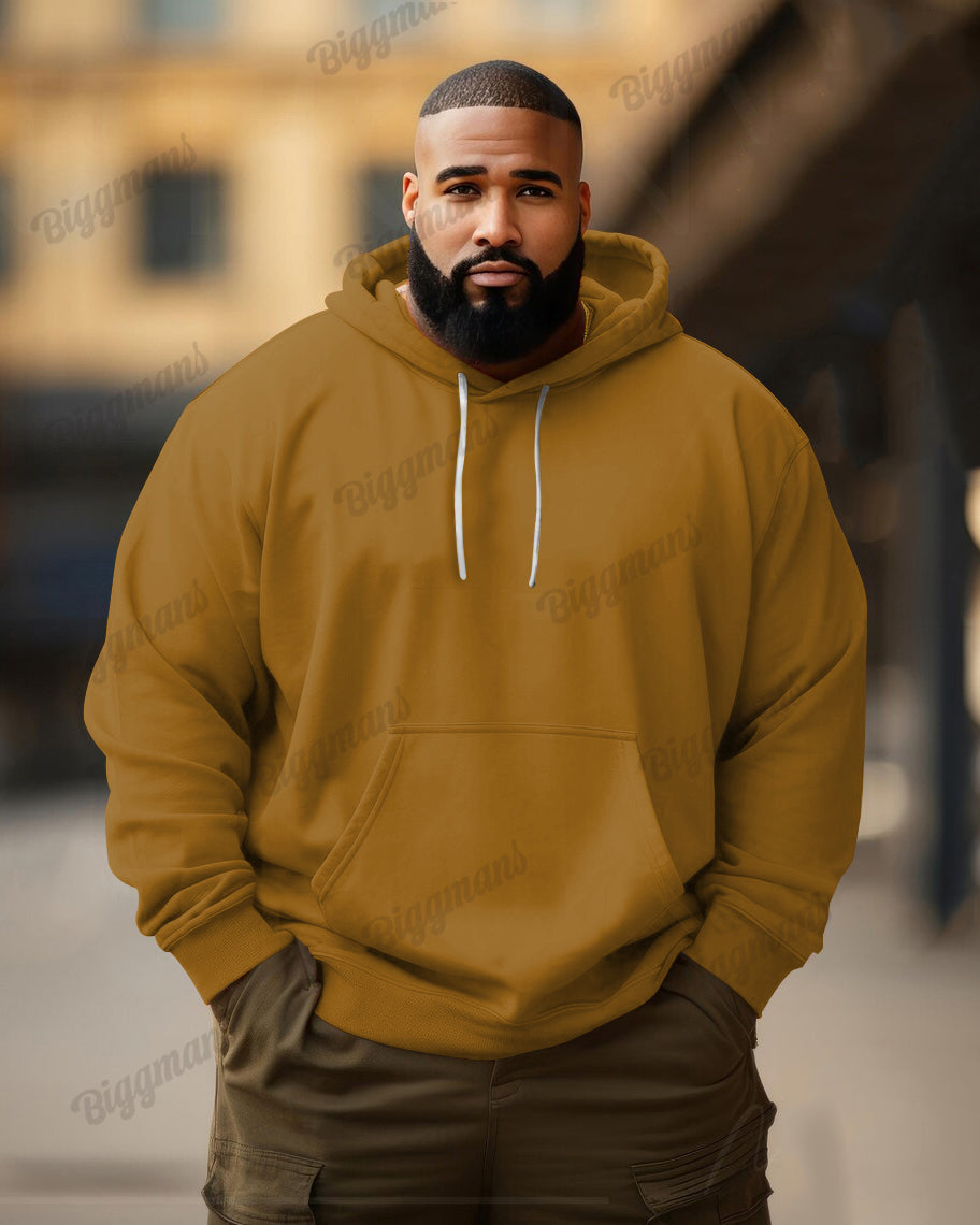 Men's Big and Tall Fashion Casual Versatile Solid Color Long Sleeve Hoodie