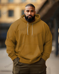 Men's Big and Tall Fashion Casual Versatile Solid Color Long Sleeve Hoodie