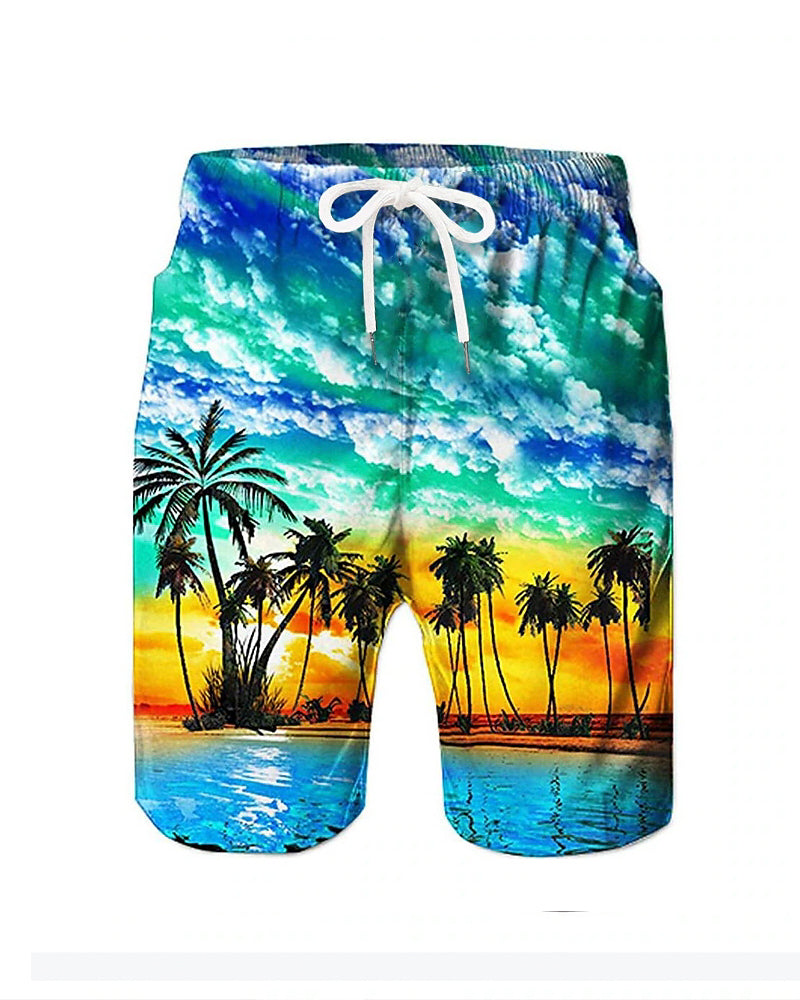 Beach Quick-drying Fabric Green Sky Swimming Trunks Big & Tall Men's