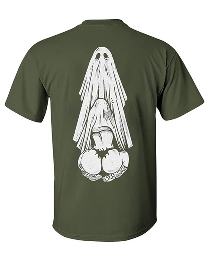 Men's Plus Size Street Fashion Oral Sex With Ghost Dirty Love Printed Crewneck Short Sleeve T-Shirt