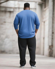 Big & Tall Men's Black And Blue Graffiti Letters Print Long Sleeve T-Shirt Pants Suit