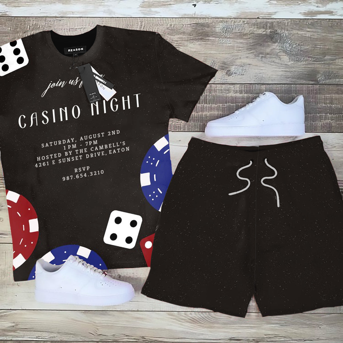 Men's Big & Tall Dice Casual Short Sleeve Shorts Set