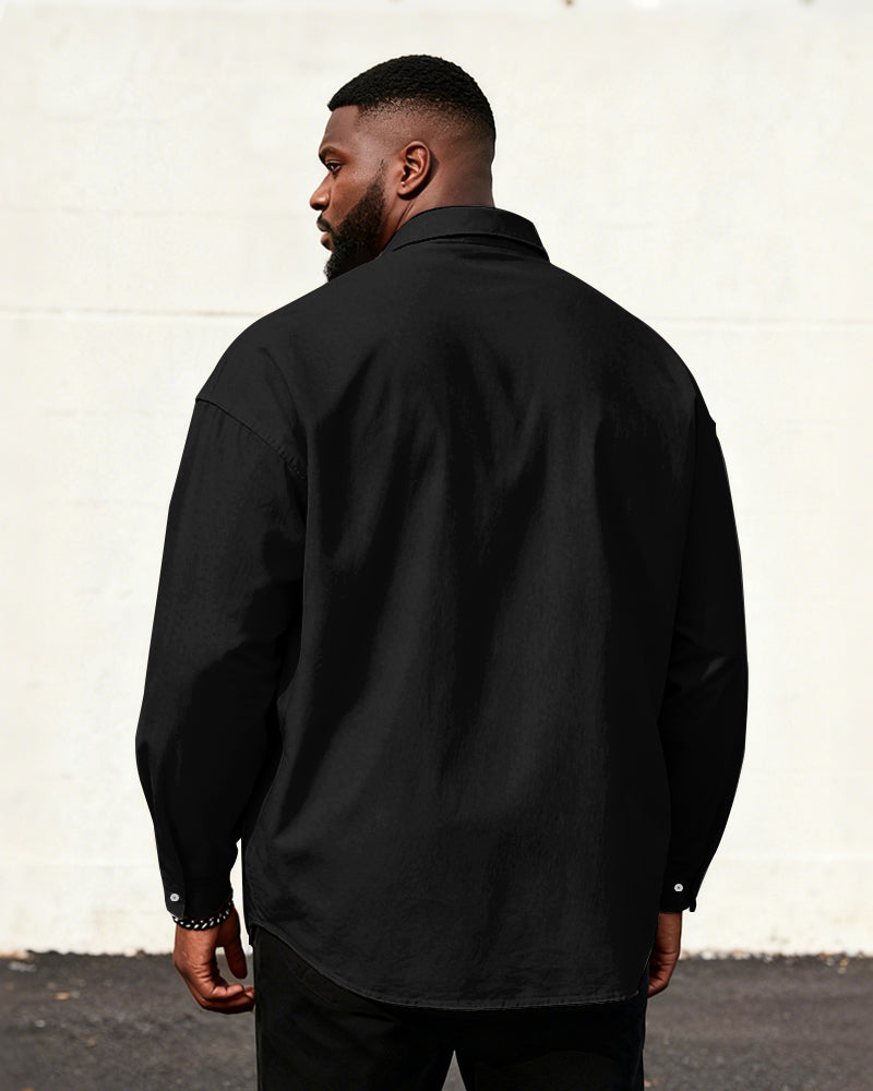 Big & Tall Men's Business Simple Striped Colorblock Printed Long Sleeve Shirt