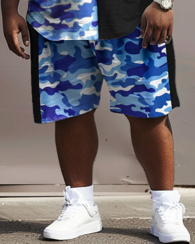 Street Casual Camouflage Colorblock Bear Print Large Men's Set