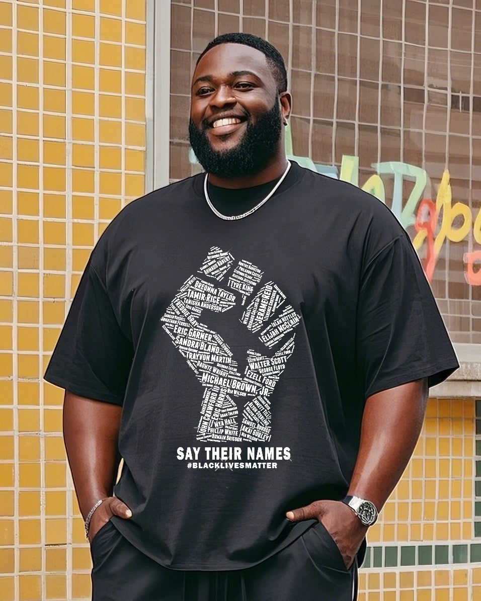 Men's Plus Size June Festival Creative Black's Life Is Also Named Word Freedom Day Fist Printed T-shirt Shorts Suit