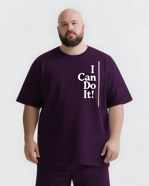 No Matter What You Can Do It Big & Tall Men's Simple Lettering T-shirt 2-Piece Set