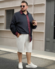 Men's Plus Size Simple Contrast Long Sleeve Lapel Shirt