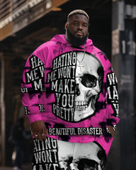 Men's Big and Tall Skull Letters Graffiti Hoodie Set of Two