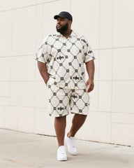 Big & Tall Men's Summer Daily Leisure KING/Broken Four-Corner Star Shirt Shorts Suit