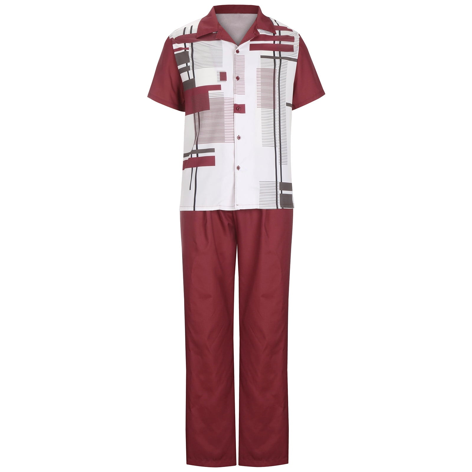 Men's Plus Size Geometric 2 Piece Short Sleeve Walking Set