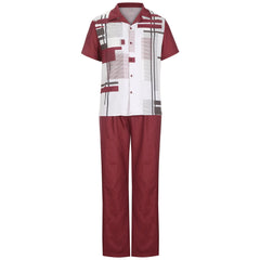 Men's Plus Size Geometric 2 Piece Short Sleeve Walking Set