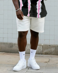 Big & Tall Men's Daily Leisure. Irregular Gradient Strip Print Shirt Shorts Suit