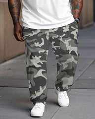 Urban Fashion Camouflage Polo Shirt Trousers Suit Men's Plus Size