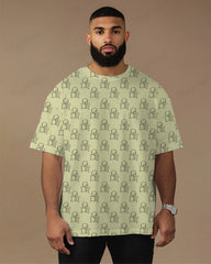 100% Cotton-Premium Jacquard Men's Loose Plus Size Short Sleeve T-Shirt
