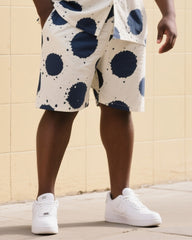 Big & Tall Men's Summer Daily Casual Blue Polo Dot Short Sleeve Shirt Shorts Suit