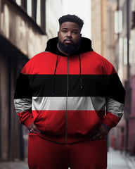 Men's Plus Size Color Blocked Jogger Activewear Two Piece Set
