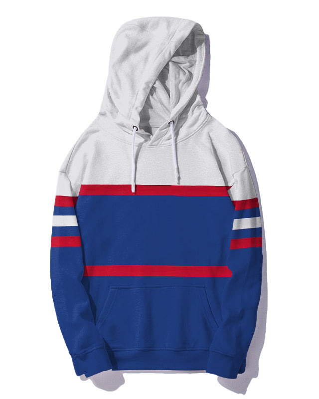 Big Guys Casual Color Block Striped Long Sleeve Hoodie Sports Two Piece Set